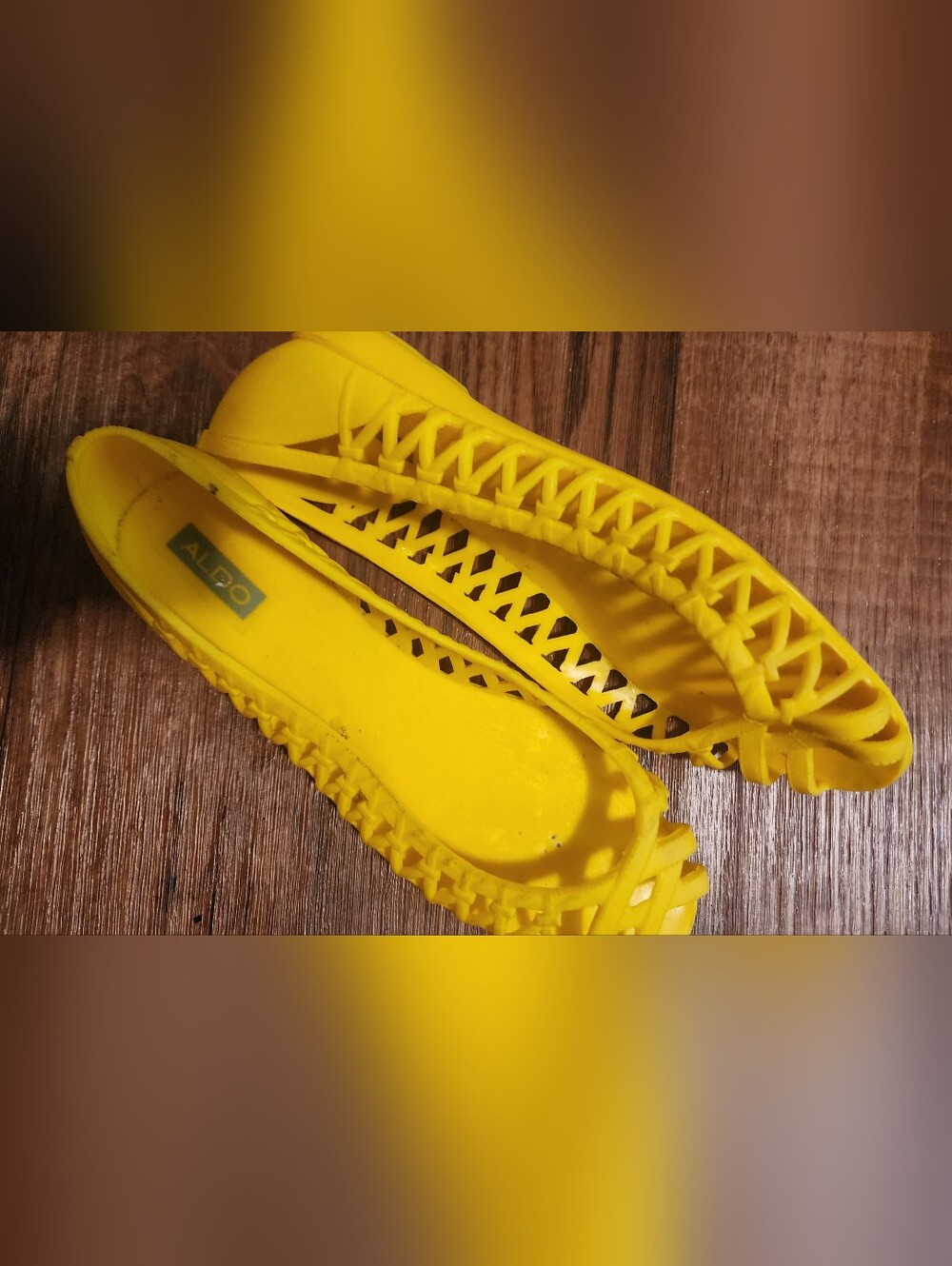 ALDO Bright Yellow Cutout Ballet Jelly  Flats